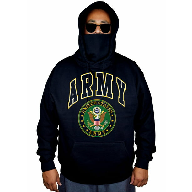 Mens US Army Combat Military Hoodie Hooded Sweat Shirt Top Black Infidel AK-47